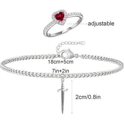 Pulsera de espada y Anillo de corazón