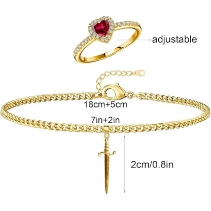 Pulsera de espada y Anillo de corazón